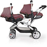 Poussette double s-twinner + coque prima easy burgundy pas cher