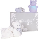 Coffret veilleuse + doudou photoluminescent  blanc pas cher