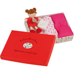 Coffret langes + poupée framboise pas cher