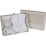 Coffret langes + lapin bonbon taupe pas cher