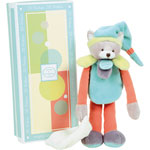 Peluche bébé pantin avec doudou chat pêche menthe collector pas cher