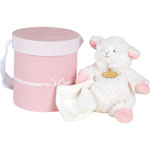 Peluche bébé agneau avec doudou rose 17 cm pas cher