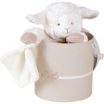 Peluche bébé agneau avec doudou taupe 25 cm pas cher