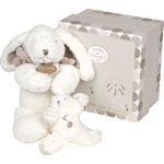 Doudou bébé musical lapin bonbon taupe pas cher