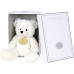 Doudou bébé musical ours blanc pas cher