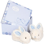 Coffret chaussons bébé bleu lapin bonbon pas cher