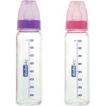 Biberon verre 1er âge 240 ml silicone fille 0-4mois pas cher