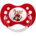 Sucette silicone avec anneau physiologique 1er age rouge pirate pas cher