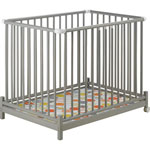 Parc bébé euro-parc gris clair 73 x 102 cm fond ronds orange et gris pas cher