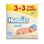 Huggies lingettes pure 3 + 3 recharges gratuites de 64 pas cher