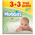 Huggies lingettes natural care 3 + 3 recharges gratuites de 64 pas cher