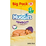 Huggies newborn t2 3/6 kg big pack de 88 couches pas cher