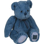 Peluche bébé ours noeud vieux bleu 28 cm pas cher