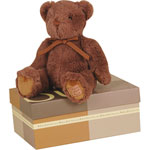Peluche bébé ours noeud moka 28 cm pas cher