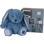Peluche bébé lapin noeud vieux bleu 28 cm pas cher