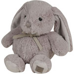 Peluche bébé lapin noeud gris perle 28 cm pas cher