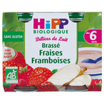 D�lices de lait Brass� Fraise framboise 160 g d�s 6 mois