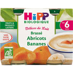 D�lices de lait Brass� abricots bananes 160 g d�s 6 mois