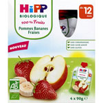 100% fruits gourde pommes bananes fraise 4 x 90 g dès 12 mois pas cher