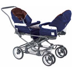 INGLESINA Chassis duo + 2 sieges + 2 capotes et couvre bebe cacao