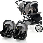 Poussette double powertwin pro duo avec 2 coques strata shadow pas cher