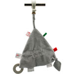 Jouet de voyage bébé doudou triangle à accrocher gris et blanc pas cher