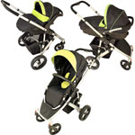 POUSSETTE OAKLAND 4 ROUES+COQUE+NACELLE+3 KITS VERT