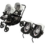 Poussette double avec  sieges auto black emotion pas cher