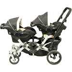 LOOPING Poussette jumelle + 2 sieges auto beige/noir