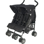 POUSSETTE DOUBLE TWIN TECHNO BLACK