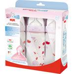 Lot de 3 biberons sans bpa first choice rose 300 ml pas cher