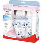Lot de 3 biberons sans bpa first choice bleu 300 ml pas cher