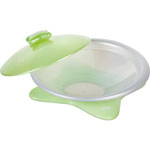Assiette bébé d'apprentissage avec couvercle vert pas cher