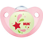 Sucette silicone night&day taille 1 phosphorescente rose pas cher