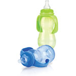 Biberon sans bpa col standard - tétine anti goutte 4m+ bleu,vert,jaune 300ml pas cher