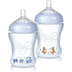 Biberon sans bpa tétine debit moyen 3mois bleu 240ml pas cher