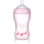 Biberon sans bpa tétine debit moyen 3 mois rose 330ml pas cher