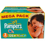 Mega pack 126 couches baby dry midi t3 (4/9 kg) pas cher