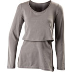 Tee shirt d'allaitement manches longues col rond gris pas cher
