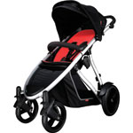 Poussette 4 roues verve noir/rouge pas cher