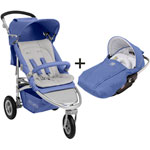 Poussette duo whizz rc2 bleu provence / gris perle pas cher