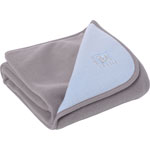 Couverture bébé double polaire taupe/ ciel pas cher
