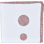 Lange fine vintage 120 x 120 cm blanc neige / liberty rose pas cher