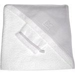 Sortie de bain bébé + gant blanc / gris pas cher