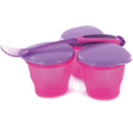 Lot de 3 petits pots et cuillère rose pas cher