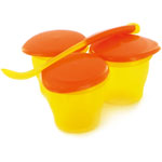 Lot de 3 petits pots et cuillère jaune pas cher