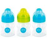 Lot de 3 biberons large ouverture 120 ml turquoise et vert pas cher
