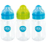 Lot de 3 biberons sans bpa large ouverture turquoise et vert 250ml pas cher