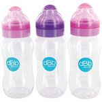 Lot de 3 biberons sans bpa large ouverture rose et violet 300ml pas cher