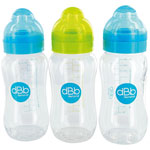 Lot de 3 biberons sans bpa large ouverture turquoise et vert 300ml pas cher